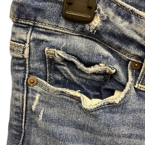 Paige “hoxton crop” torn back hem Midrise medium wash distressed jeans Sz 29 #71 - Picture 5 of 15